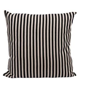 Storied Home -  Woven Cotton Striped Pillow, Black and Cream